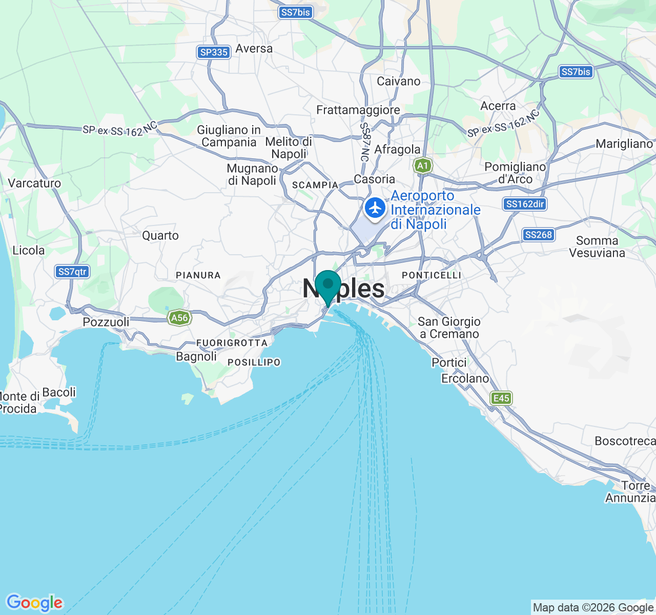 Map showing Naples harbour
